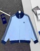 F031053条纹立领蓝色拉链长袖修身夹克外套男女同款 商品缩略图0
