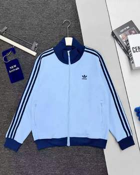 F031053条纹立领蓝色拉链长袖修身夹克外套男女同款