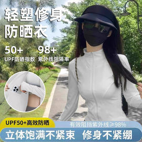 【凉感防晒❗️轻塑修身防晒衣】UPF50+专业高倍防晒，收腰显瘦，上身好看！白色冰丝防晒女款夏季2026新款修身防晒服开衫防紫外线短款外套女