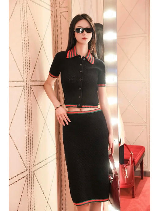 古驰新款棉质蕾丝翻领短袖 商品图0