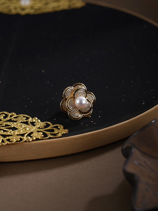 子佩集【花簇嘉祥】珍珠惜王妃胸针【XXXZ277】镀金山茶花2602 商品图3