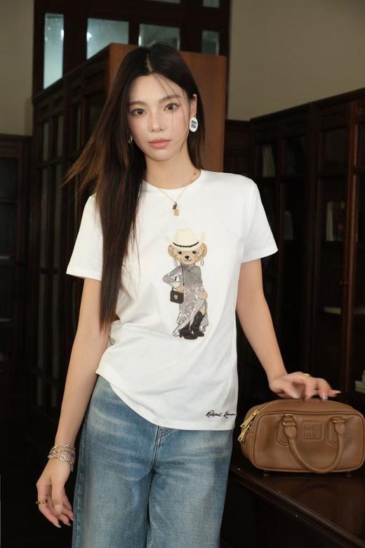 RL高端线原单“老钱风”重磅亮片熊刺绣T恤 商品图0