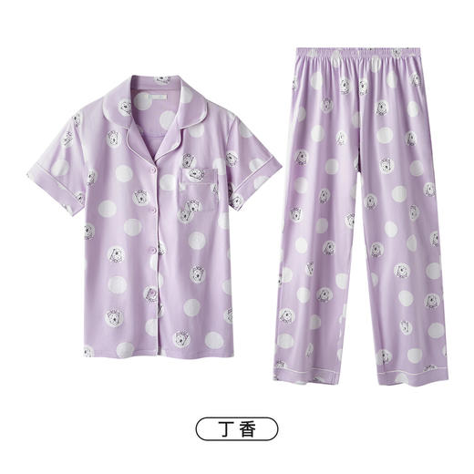 爱帝女士纯棉卡通印花短袖长裤家居服套装 商品图6