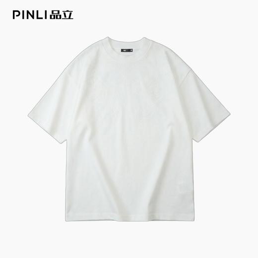 PINLI品立2026夏季新款男士宽松圆领激光烧花短袖T恤休闲上衣潮牌GD262111016 商品图12