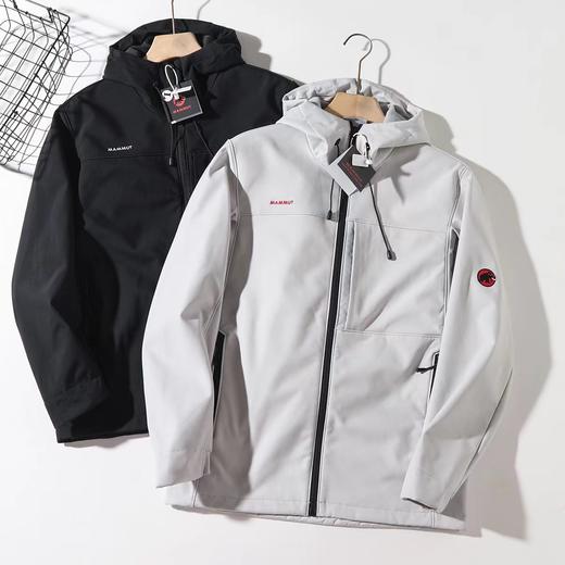 F031032男士防风防泼水抓绒保暖软壳刺绣红标标志夹克上衣 商品图0