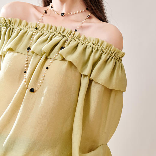 芳外新款设计感优雅气质衬衫时尚花边露肩上衣女8T23CC0943 商品图4