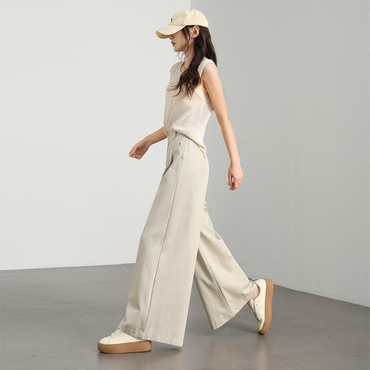 【限时秒杀】西遇宽松阔腿裤女新款通勤高腰莱赛尔慵懒风休闲牛仔裤V0050775 商品图3