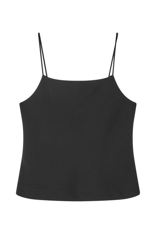 Mark Kenly Domino Tan 26SS 黑色绉纱TATIANNA斜裁吊带上衣 商品图5