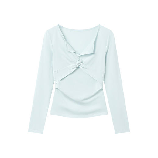 CryingCenter 兰精莫代尔V领扭结上衣休闲普拉提长袖 哭喊中心 商品图4