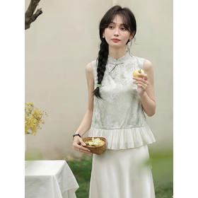 鹿向南「青衫烟雨」绿色新中式背心内搭女夏季漂亮高级感吊带上衣