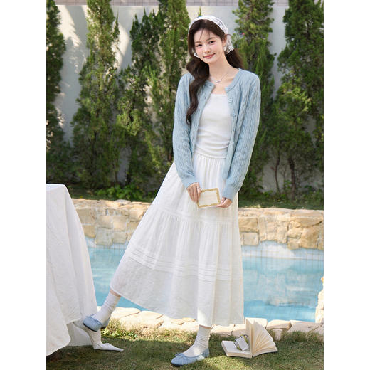 鹿向南「温柔赴约」米白色蛋糕半身裙女春夏新款宽松长款A字裙子 商品图3