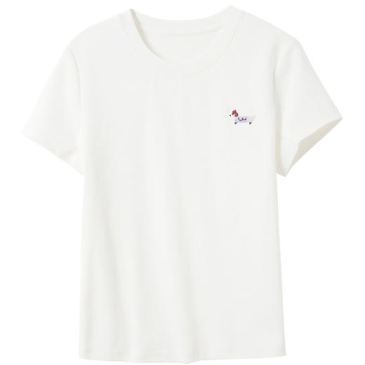 三彩2026夏季新款小狗刺绣T恤圆领正肩短袖上衣套头衫休闲M 商品图4