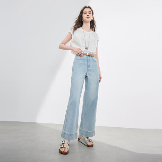 三彩2026夏季新款收腰显瘦牛仔裤九分裤垂感直筒裤休闲裤子M 商品图1