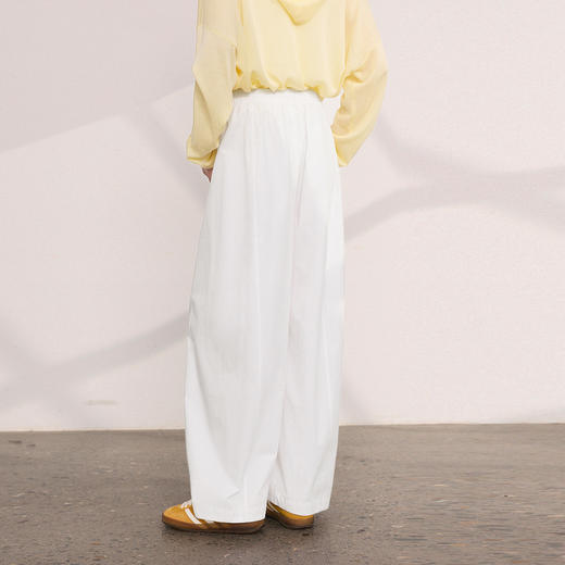 【匹马棉】三彩2026夏季新款休闲裤高腰宽松白色气球裤长裤M 商品图3