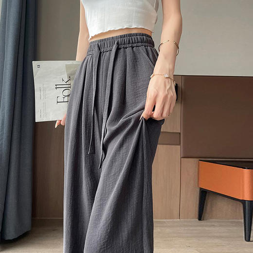 【秒杀❗️29.9/件🔥冰丝扎染阔腿裤】高腰垂坠阔腿版型，完美遮住胯宽、腿粗、假胯宽，视觉拉长腿型，小个子也能穿出大长腿，高腰垂感窄版直筒裤抽绳休闲拖地长裤子L 商品图2