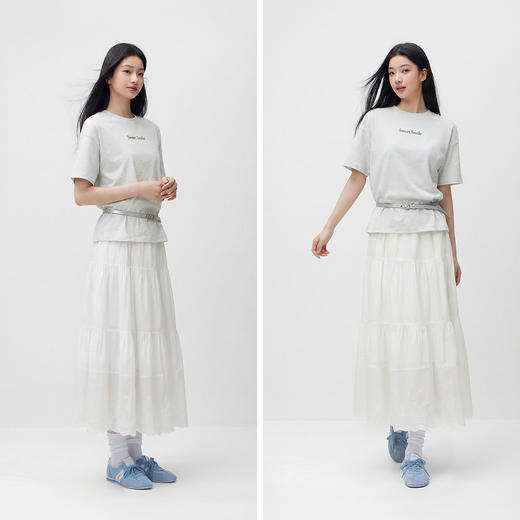 森马半身裙女夏绣花蛋糕裙松紧腰甜美少女感温柔气质优雅百搭长裙 商品图4