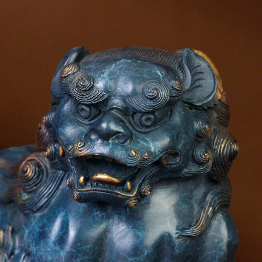 威武对狮居家吉祥物纯铜摆件 商品图3