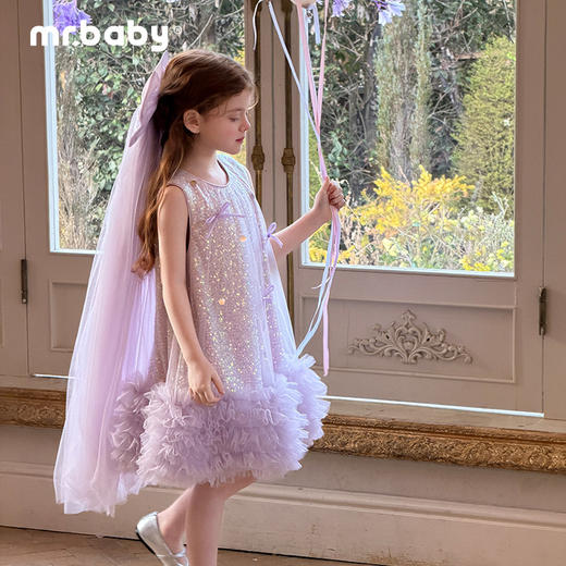 mr.baby女童连衣裙夏季2025新款亮片背心裙无袖公主风洋气礼服裙 商品图2