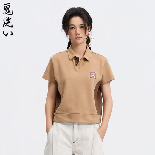ONIARAI/鬼洗26春夏黑标石器时代蝴蝶拼接散口短身马球衫 A840027 商品图1
