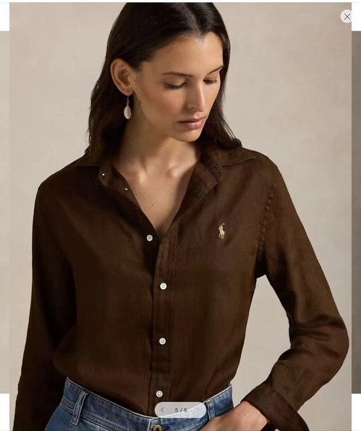【秒杀价已调 直接拍】原单 Polo Ralph Lauren 亚麻女士 小马标刺绣 长袖衬衫 把夏日海风穿在身上 商品图1