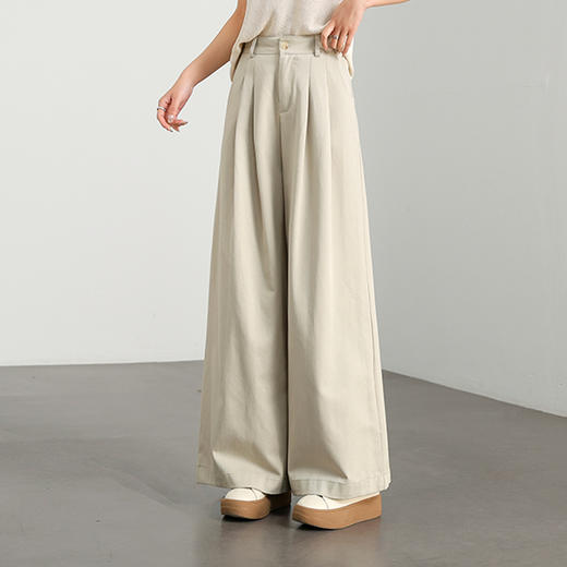 【限时秒杀】西遇宽松阔腿裤女新款通勤高腰莱赛尔慵懒风休闲牛仔裤V0050775 商品图2