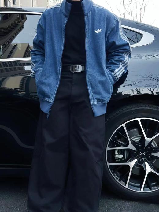 F031055复古立领拉链设计三道杠水洗牛仔夹克外套 商品图6