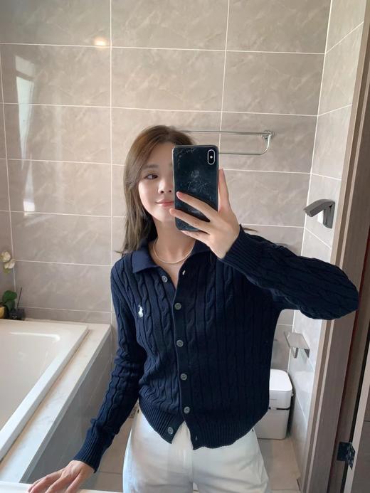 F031049早春POLO翻领绞花编织针织纽扣开衫外套 商品图14