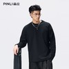 PINLI品立2026春季新款男士宽松打底上衣圆领落肩索罗娜长袖T恤潮GD262111021 商品缩略图0
