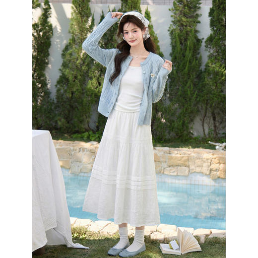 鹿向南「温柔赴约」米白色蛋糕半身裙女春夏新款宽松长款A字裙子 商品图4