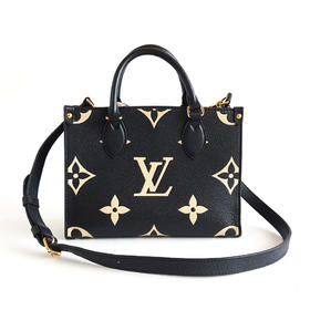 【95新】LV路易威登Onthego系列M45659小号黑白全皮onthego手提单肩包女士090326AK22