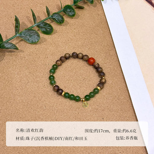²【沉香溯源-清欢红韵】南红/和田玉 8mm圆珠奇楠沉香DIY手串 多样性发其一 ( 24小时鉴赏期 ) HM02-CRMM-DBCX 商品图4