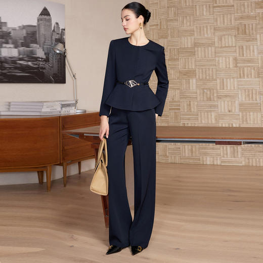 IWY/春季新款藏蓝色西装套装女职业装阔腿裤商务总裁两件套正装CP2733 商品图2