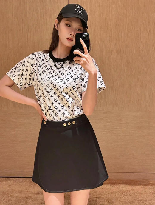 驴家复古水洗满印老花T恤 商品图1