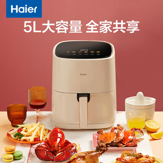 海尔（Haier）空气炸锅 5L家用 大容量免翻面不粘易清洁 低脂电炸锅炸烤箱一体机薯条机 HA-E5020W 商品图0