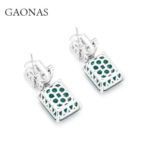 GAONAS高纳仕 人造合成方形贵气10ct绿色耳钉 商品图2