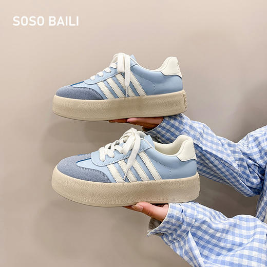 SOSO BAILI德训厚底休闲板鞋 显高显瘦百搭小白鞋 商品图10