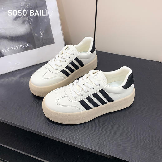 SOSO BAILI德训厚底休闲板鞋 显高显瘦百搭小白鞋 商品图4