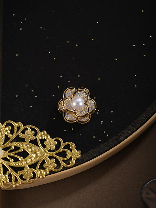 子佩集【花簇嘉祥】珍珠惜王妃胸针【XXXZ277】镀金山茶花2602 商品图2