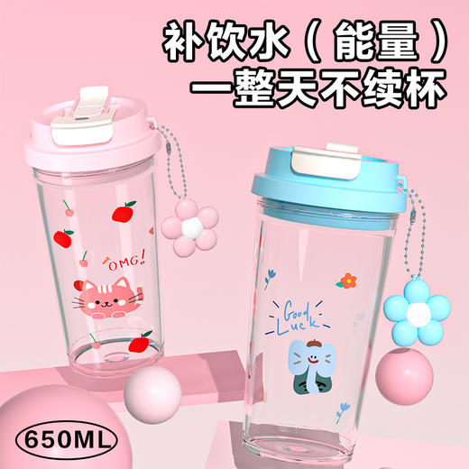 【食品级材质❗双层密封】卡通大容量双饮塑料杯高颜值可爱学生吸管杯耐高温户外便携咖啡杯。xa 商品图3