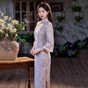 紫色国风新中式长袖旗袍改良年轻款高级感复古修身收腰旗袍SC21920 商品缩略图4
