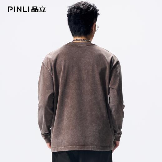 PINLI品立2026春季新款男士宽松纯色圆领落肩袖长袖T恤青年潮牌GD262111020 商品图3