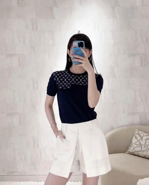 驴家新款黑白提花针织短袖 商品图1