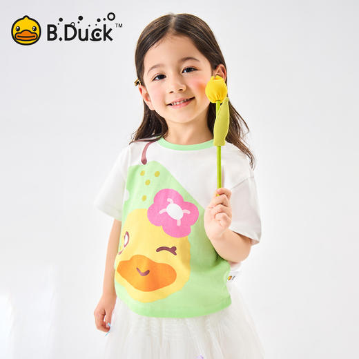 [抗菌驱蚊]bduck小黄鸭童装宝宝短袖T恤女童夏装纯棉儿童半袖上衣90-150 FF2701071 商品图0