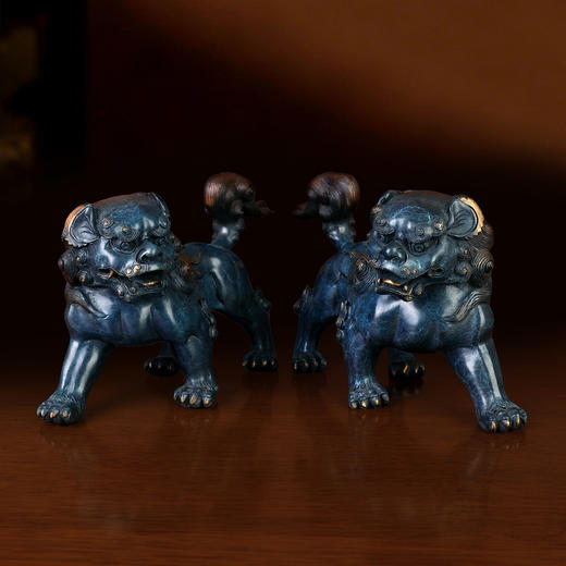 威武对狮居家吉祥物纯铜摆件 商品图1