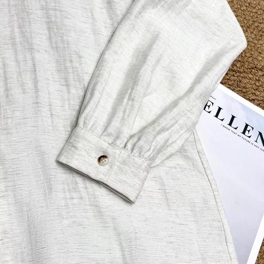 F031001早春新款法式气质百搭亚麻木耳边立领长袖衬衫 商品图14