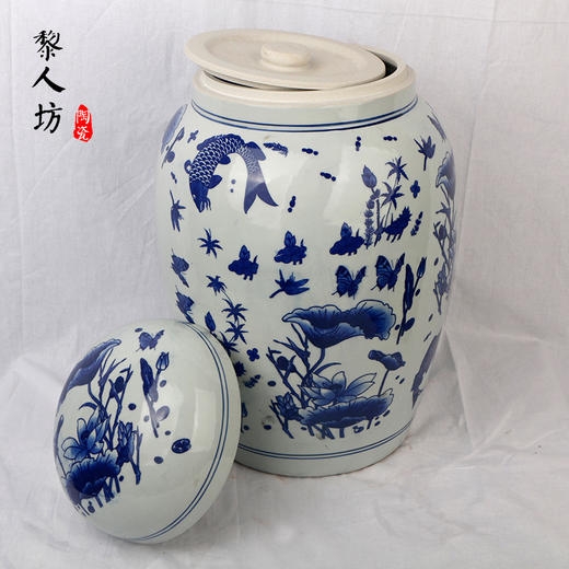 陶瓷骨灰坛子 景德镇青花瓷器双层盖骨灰罐 商品图2