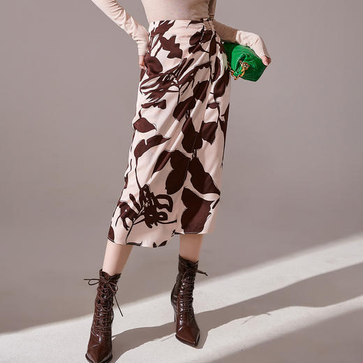 剩S/M/L 芳外新款印花高腰半身裙优雅中长款碎花裙子女8T23CI1140 商品图2
