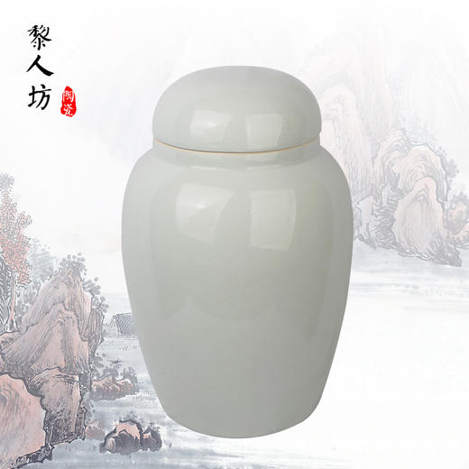 陶瓷骨灰坛 双盖景德镇冰裂陶瓷骨灰罐 商品图0