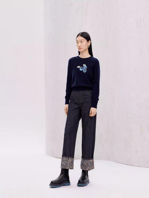 鄂*蓝莓刺绣藏蓝开衫/套头衫 商品图4