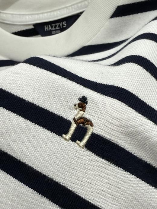 点此购买 哈吉斯春秋季女士宽松撞色条纹打底内搭纯棉长袖T恤 ss 341790 商品图8